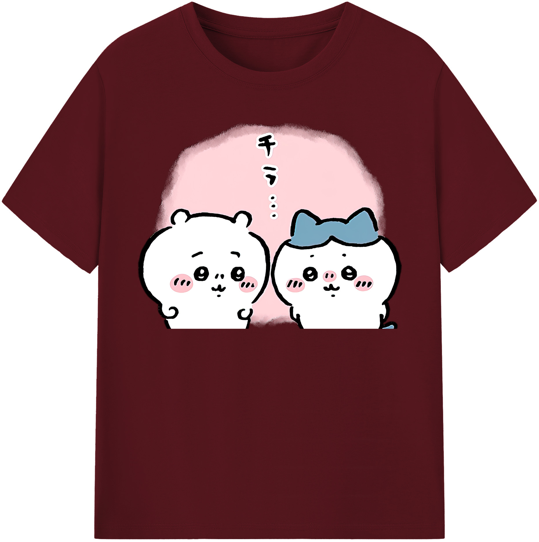 （画像用） ちいかわ ハチワレ Chii-kawa hachiware 綿100％半袖Tシャツ（フロントプリント）